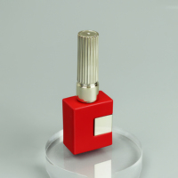 Flacon de vernis à ongles en verre rouge personnalisé 12 ml, conteneur de laque UV avec bouchon à pinceau, emballage cosmétique