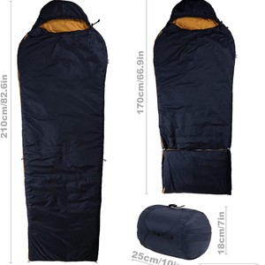 Maravilloso Saco de Dormir Aislado de 210 cm, Negro, de Algodón Hueco Transpirable, para Uso en Exteriores para Adultos en Primavera - Product Image 1