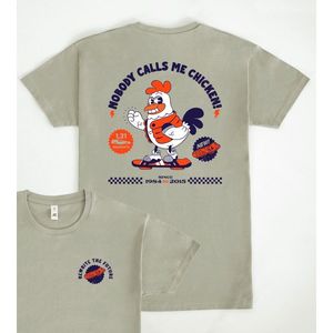 Maglietta Nobody Calls Me Chicken grigia 1984 2015 con stampa sul retro, maglietta promozionale - Product Image 1