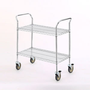 Amj Groothandel Industriële Chromen Draadkar 2 Plank Opslag <span class=keywords><strong>Trolley</strong></span> Met Wielen - Product Image 1