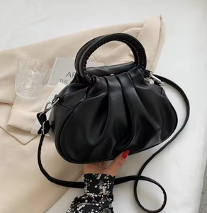 Portable retro folding cloud bag, casual underarm shoulder crossbody bag, solid color PU <b>handbag</b>, tote bag - Product Image 4