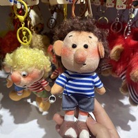 Porte-clés en peluche style mignon, petit garçon aux cheveux bouclés et tacheté, poupée clown, breloque pour machine à griffes, petit cadeau