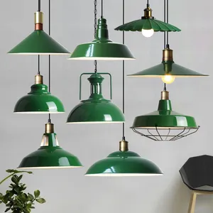 Зеленая декоративная Подвесная лампа в стиле ретро, люстра в стиле индастриал для дома, гостиной, офиса, освещение для ресторана