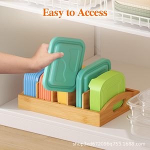 Creative wooden cabinet <b>storage</b> <b>box</b> with adjustable inserts, suitable for home food <b>storage</b> and categorization, <b>kitchen</b> dish - Product Image 3