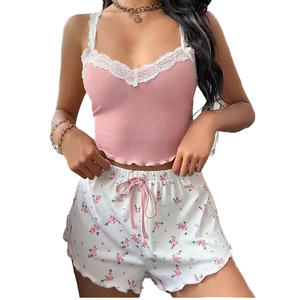 Wholesale High Quality Women's Summer Sleepwear Comfortable <b>Elastic</b> Waist Sleeveless V-NECK Nightgowns <b>Lace</b> Fabric Solid Pattern - Product Image 1