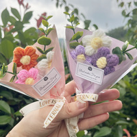 Petit bouquet de fleurs artificielles en tricot, accessoires faits main, vente en gros, mini-hortensias pour mariage