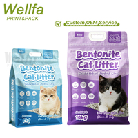 Sacs en plastique Mylar personnalisés anti-fuite pour litière de chat au tofu, fond plat, avec fenêtre, poignée et fermeture éclair, 5kg, 10kg, 15kg