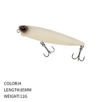 Leurre flottant en acier inoxydable, type crayon, appât dur artificiel 85mm/11g, pour pêche en surface, longue portée, eau douce et marine, pour achigan