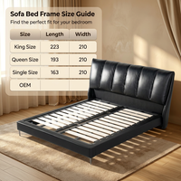 Lit en fer rembourré en cuir PU véritable noir moderne et confortable avec rangement, taille King/Queen, cadre en bois de pin, chambre à coucher, garantie 1 an