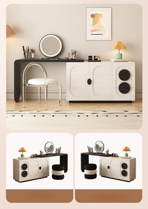 Table de maquillage en bois de style italien avec tiroirs, personnalisable en blanc et noir, table de maquillage de luxe pour filles avec miroir - Product Image 5