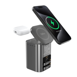 Estación de Carga Multifunción de 100W con Carga Inalámbrica Magnética Rápida de 25W para Teléfono, con Cable USB C Retráctil y Puerto USB A QC3.0 - Product Image 1