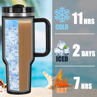 Gobelet isotherme personnalisé en acier inoxydable à double paroi de 40 oz avec paille et poignée, sans BPA, anti-déversement, maintien thermique 12-24h