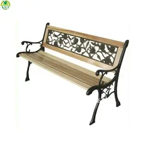 便宜的价格中国批发美丽的木板条铸铁长凳出售耐用铸铁木花园长凳