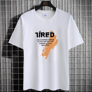 Camiseta de verano INS estampada a la moda para hombre, camiseta juvenil de talla grande que combina con todo, patrón sólido de media manga, ajuste holgado, pantalla de seda informal - Product Image 3