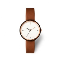 Amant en bois montre-bracelet en bois boîtier en bois bracelet en cuir avec Quartz Movt Watch Logo personnalisé