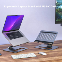 Station d'accueil USB Type C USB3.0 avec port HD-MI, support ergonomique pour ordinateur portable, station d'accueil avec alimentation 100W