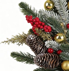 Artificial Eco-Friendly Christmas Half Ring Wall Hanging Wreath Bells Baubles Pinecones Plastic for <b>Front</b> <b>Door</b> <b>Decor</b> - Product Image 5