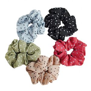 Élastique à cheveux en tissu 13 cm, motif pois rouges, avec nœud, pour queue de cheval, idéal pour les étudiantes et jeunes filles - Product Image 3