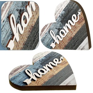 2 Pcs Panneau Rustique en Bois Love Home Signe de Table en Bois en Forme de Coeur Plaque Familiale Farmhouse Buffalo Plaid - Product Image 4