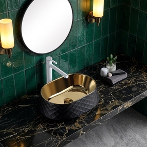 Chaozhou Usine <span class=keywords><strong>Pas</strong></span> <span class=keywords><strong>Cher</strong></span> Prix Galvanoplastie Table Top Forme Ovale Lavabo En <span class=keywords><strong>Céramique</strong></span> À La Main Art Évier pour Salle De Bains - Product Image 5