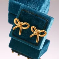Boucles d'oreilles RINHOO en acier inoxydable avec nœud élégant et doux, plaquées or 18 carats, accessoires de bijoux pour femmes, bijoux, premier cadeau