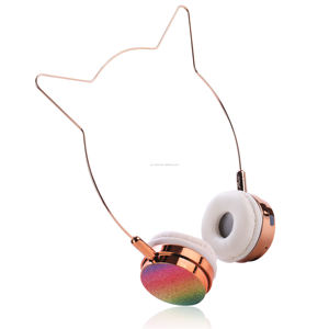 Kinder kabel gebundene Kopfhörer Kinder über Kopf Faltbare Stereo-Kopfhörer mit 3,5-mm-Musik Nettes Katzen-Headset - Product Image 2