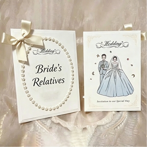 Custom Bride &amp; Groom's Relatives Seating Cards,Wedding Place CardsPremium with <strong>Pearl</strong> &amp; Bow for Reception - Product Image 1