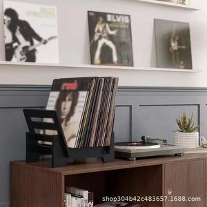 Hollowed-out wooden <b>record</b> <b>rack</b>, office desktop document and magazine storage <b>rack</b>, solid wood vinyl album and <b>record</b> <b>rack</b> - Product Image 2