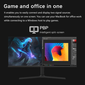 34 Inch <b>PC</b> Desktop Game Monitor KVM 3440*1440 Flat Screen,144Hz PBP Split Screen,Height-Adjustable <b>Stand</b> - Product Image 3