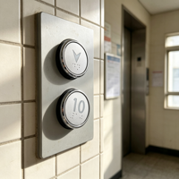 Bouton poussoir d'ascenseur rond chromé avec symbole personnalisé en braille, bouton d'appel d'ascenseur, pièces détachées d'ascenseur OEM ODM