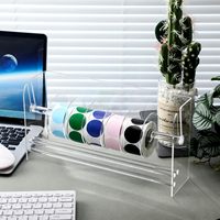 Distributeur d'autocollants en rouleau acrylique réglable 9 disques Porte-étiquettes pour la maison ou le bureau Organisateur d'étiquettes de bureau et de tiroir