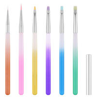 Pinceau à ongles professionnel en nylon, manche acrylique coloré dégradé mat, outil multifonctionnel pour la peinture d'ongles DIY en salon
