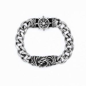Yunnique Pulsera de plata tibetana con ancla para hombre, diseño geométrico, joyería de moda - Product Image 1