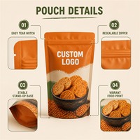 Sachet d'emballage pour chips de lentilles, personnalisé, imprimé, à fermeture éclair, Doypack, pour snacks croustillants végétaux, thermoscellable, pour la vente au détail