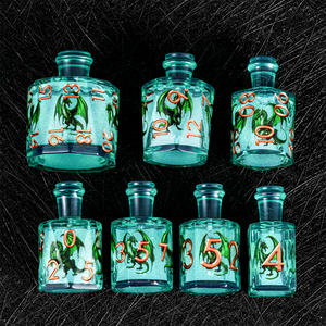 مجموعة نرد متعددة الأوجه جديدة بتصميم تنين أخضر لطيف مكونة من 7 قطع لألعاب دي أند دي - Product Image 2