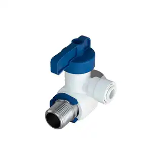 3/8 x 3/8 x 1/4 Inch Angle Stop Adapter Valve, Push to Connect Plastic Plumbing Fitting
