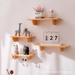 Solid Wood <b>Wall</b> <b>Mounted</b> <b>Shelf</b> Floating Display Rack For Bedroom Storage And Decoration With Perpetual Calendar - Product Image 3
