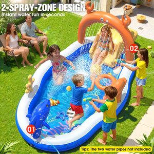 Promotion exceptionnelle : Grand centre de jeux gonflable 2026 avec piscine pour enfants, toboggan aquatique et arroseur, parc aquatique gonflable 120x70x50 pour enfants - Product Image 3