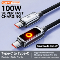 Kabel USB C Nylon Braided Smart Auto Power-Off dengan Lampu LED, Pengisian Cepat, Sinkronisasi Data, dan Proteksi Overcharge untuk Perangkat Mobile