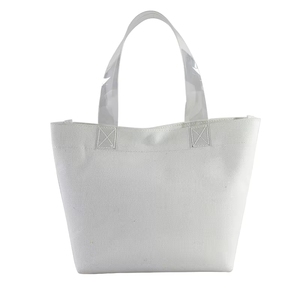 Sac fourre-tout portable d'été pour la plage et l'extérieur, imperméable, avec logo personnalisé, en toile cirée blanche, à double poignée, pour le shopping, en PVC épais enduit - Product Image 3