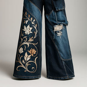 Jeans Vintage di Alta Qualità con Ricamo 3D Y2k, <span class=keywords><strong>Pantaloni</strong></span> Casual da <span class=keywords><strong>Donna</strong></span> Streetwear, Jeans a Vita Alta <span class=keywords><strong>Oversize</strong></span> - Product Image 4