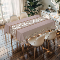 Nappe carrée imperméable en PVC style naturel RNPT Cream Flowers pour cuisine, table basse et fêtes