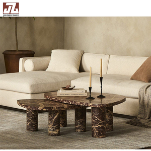 Customized Modern Brown Natural Stone <strong>Marble</strong> <strong>Table</strong> Top Unique Combination <strong>Coffee</strong> <strong>Table</strong> <strong>Set</strong> for Living Room - Product Image 5