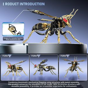ตัวต่อโลหะ 3 มิติ รูปผึ้ง: ชุดประกอบแมลงวันผึ้งแบบกลไก ทำจากสแตนเลสสตีลชุบทอง 18K สำหรับตกแต่งโต๊ะทำงานสำหรับผู้ใหญ่ (สีดำ-ทอง) - Product Image 3