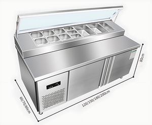 Frigorifero Espositore di Alta Qualità in Acciaio Inox <span class=keywords><strong>per</strong></span> Preparazione <span class=keywords><strong>Pizza</strong></span>, Insalata e Sandwich, Senza Porte, Walk-In, Gamma di Temperatura 2-8°C - Product Image 1