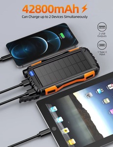 เครื่องชาร์จพกพา 42800mAh เครื่องชาร์จพลังงานแสงอาทิตย์ พาวเวอร์แบงค์ ความจุ 50000mah ชาร์จเร็ว แบตเตอรี่สำรองภายนอก 5V3.1A สำหรับการตั้งแคมป์ - Product Image 6