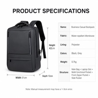 Sac à dos professionnel pour ordinateur portable, étanche, 15,6 pouces, avec port USB, pour homme - Grande Vente