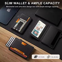 Portefeuille minimaliste personnalisé en cuir microfibre, porte-cartes d'identité et de crédit en aluminium intelligent à ouverture rapide