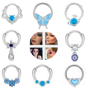 Gran oferta de anillo de <span class=keywords><strong>Nariz</strong></span> de acero inoxidable, traje de circón, gota de aceite, mariposa, anillo dividido sin costuras, <span class=keywords><strong>nariz</strong></span>, uñas, tabique Nasal, joyería <span class=keywords><strong>para</strong></span> punción - Product Image 4