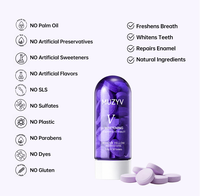 Fabricant de comprimés de dentifrice solides aux herbes de taille standard, correcteur de couleur, blanchiment des dents, comprimés de dentifrice violets